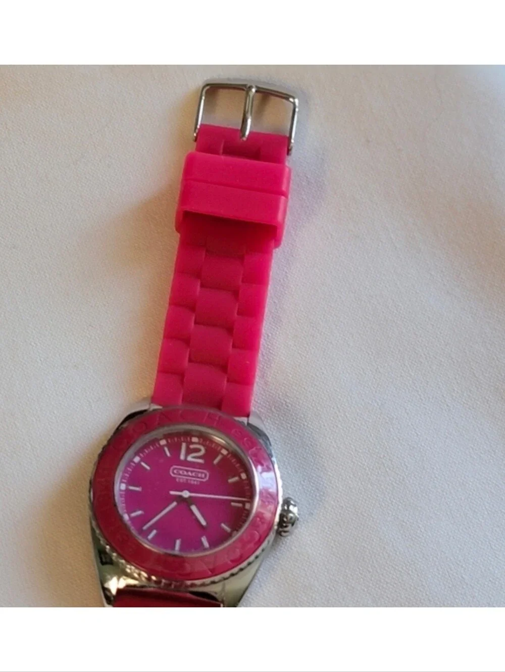 Coach Andee Pink Silicone Stainless Steel Watch Box Y2K NWOT